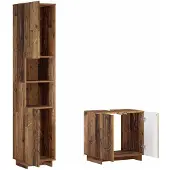 vidaXL Badkamerkast set 2 st Oud hout Bewerkt hout