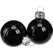 Kaemingk Mini kerstboomballen glazen ballen zwart 30mm 9st