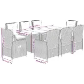 vidaXL 9-delige tuinset met kussens, beige, van polyrotan