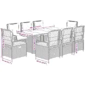 vidaXL 9-delige tuinset met kussens, grijs, polyrotan