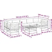 vidaXL 8-delige Loungeset met kussens massief grenenhout wasbruin