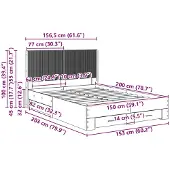 vidaXL Bedframe met opbergruimte en hoofdbord Betongrijs Bewerkt hout