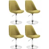 CLP Set van 4 eetkamerstoelen Maverick, bekleed met stof, draaibaar en met traploos verstelbare hoogte, kleur groen, frame in chroom