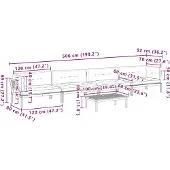 vidaXL 5-delige Loungeset pallet met kussens massief acaciahout