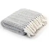 vidaXL Plaid visgraat 220x250 cm katoen grijs
