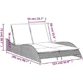 vidaXL Zonnebed met kussens, bruin, 114x205x73 cm, polyrotan