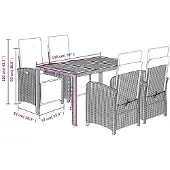 vidaXL 5-delige tuinset met kussens, zwart, van polyrotan
