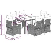 vidaXL 7-delige tuinset met kussens, zwart, van polyrotan