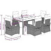 vidaXL 7-delige tuinset met kussens, zwart, van polyrotan