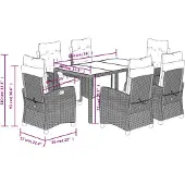 vidaXL 7-delige tuinset met kussens, zwart, van polyrotan