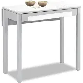 OEM Uitschuifbare keukentafel, 80x40 cm, glas en metaal, model Cervino