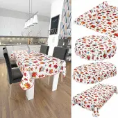 ANRO Tafelkleed Kerstballen Rood-Wit Ovaal 180x140cm Met sierband Afwasbaar Waterafstotend