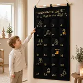 Famanu – Vulbare stoffen adventskalender, 120x60 cm, 24 grote vakken, voor cadeaus