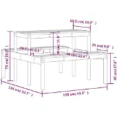 vidaXL Picknicktafel, 110x134x75 cm, massief grenenhout