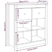 vidaXL Dressoir 70x35x80 cm massief grenenhout grijs