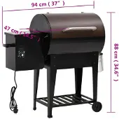 vidaXL Pelletbarbecue met bodemplaat 94 cm ijzer zwart