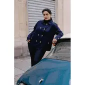 Trendyol Dames Donkerblauw Effen Lang Oversized Grote maten Blazers