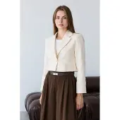 Trendyol TRENDYOLMİLLA Dames Beige Gestructureerd Lang Regular fit Blazers