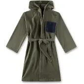 Sanetta - Boy's Terry Fleece Velours Bathrobe - Badjas 188, olijfgroen