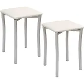 Dripio Set van 2 keukenstoelen, wit kunstleer, ronde poten, zithoogte 45 cm