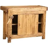 Dripio Werkbank van massief lindehout, antiek, 116x63x90 cm