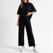 Imily Bela Dames Tweedelige Lounge Set met T-shirt en Wijde Broek