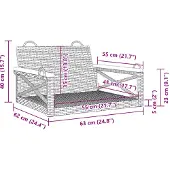 vidaXL Schommelbank 63x62x40 cm poly rattan grijs