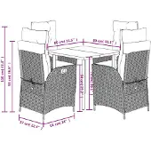 vidaXL 5-delige Tuinset met kussens poly rattan gemengd beige