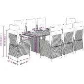 vidaXL 9-delige Tuinset met kussens poly rattan gemengd beige