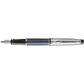 Waterman Expert Deluxe vulpen | metaal-steengrijze lak met palladium-gecoat detail | medium palladium penpunt met blauwe inkt | geschenkverpakking