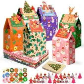 Merkloos Adventskalender met 24 Kerstgeschenkzakjes en Kaarten