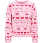 ONLY Trui 'ONLXMAS SNOWIE' rosa / rood / wit