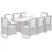 vidaXL 9-delige tuinset met kussens, beige, van polyrotan