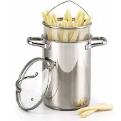 Cookinglife Aspergepan / Pastapan - RVS - Geschikt voor asperges en pasta - Met deksel en aspergemandje - Vaatwasserbestendig - Ø 16 cm / 4.0 liter - Keukengerei - Koken en serveren