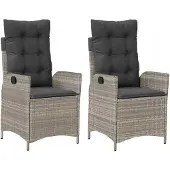 VMP 2x Verstelbare Loungestoelen Tuinstoelen met Kussens - Grijs