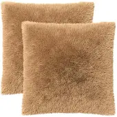 vidaXL Kussensloop 2 st HEERLEN Taupe 80 x 80 cm PV Fleece