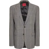 HUGO Herenblazer met ruitmotief, klepzakken en normale pasvorm (Medium Bruin)