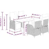vidaXL 5-delige tuinset met kussens, zwart, van polyrotan