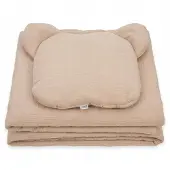 Kerstin Muslin Dekentje & Plat Kussen "Zand" 50x75cm Premium