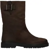 Manfield Donkerbruine leren boots met gesp | Maat 40