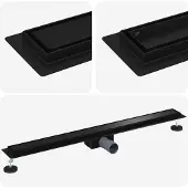 Syfax 2 in 1 Doucheafvoer Zwart 90 cm Roestvrij staal 304