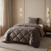 Royal Textile Lazy dekbed zonder overtrek Teddy/Velvet incl. kussensloop - Bruin - 140x200