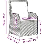 vidaXL Tuinstoelen 2 st verstelbaar met kussens poly rattan bruin