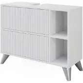 Vicco Wastafelonderkast Leano Wit 80 x 62 cm met 2 laden, Model 52130