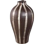 Ptmd Eilan Dark Brown Ceramic Vase Stripe Design L