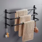 Arhatreya 3-laags handdoekrek met 2 haken, 50cm, zwart