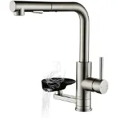 Dripio Keukenmengkraan met geïntegreerde vaatwasser, uittrekbaar, met dubbele uitloop, roestvrij staal