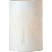 Gilde tafellamp, ontwerp met levensboommotief, porselein, wit, lengte 10 cm, breedte 18,5 cm, hoogte 28 cm, artikelnummer 34779