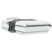 vidaXL Bedframe, wit, 90x200 cm, houtvezel