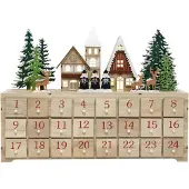 OEM Houten adventskalender, 24 lades, LED-verlichting, aftelkalender